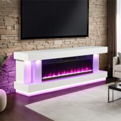 PESEUX 71'' TV STAND W/ ELECTRIC FIRE PLACE